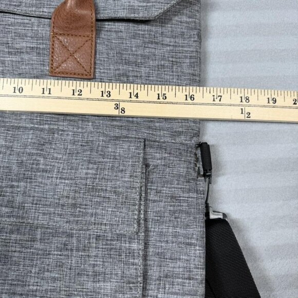 Tracker Laptop Tote Messenger Bag Gray Heather Brown Shoulder Strap Crossbody - Picture 4 of 13